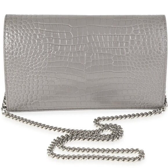 Saint Laurent Croc Embossed Kate Wallet on Chain AUTHENTIC LIMITED EDITION - Picture 4 of 7